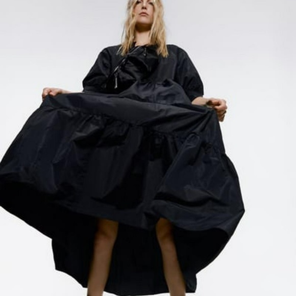 Zara Black Dress With Voluminous Sleeves NWT - Picture 5 of 16